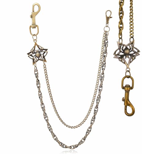 Layered Punk Pants Chain for Men Women, Gothic Hip Hop Jean Chain Wallet Chain Biker Trouser Chain, Goth Emo Fashion Keychain Accessories - color: 2L-Spider Chain