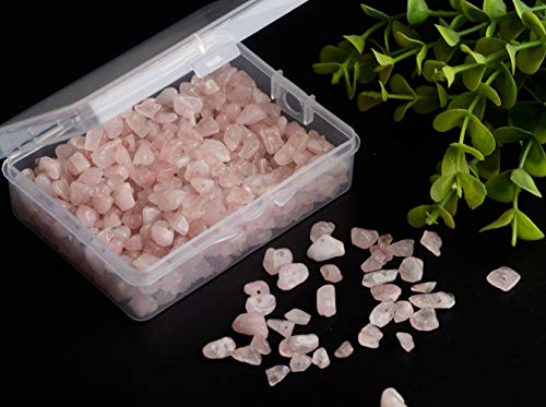 Natural Chip Stone Beads Rose Quartz 5-8mm About 400 Pieces Irregular Gemstones Healing Crystal Loose Rocks Bead Hole Drilled DIY for Bracelet Jewelry Making Crafting (5-8mm, Rose Quartz) - color: Rose Quartz
