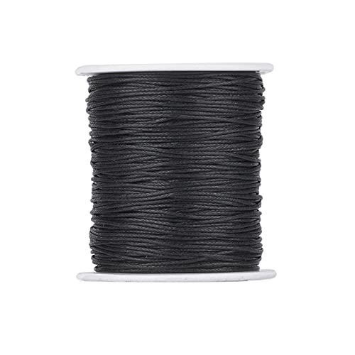 100 Yards Black Waxed Cotton Cord Threads Braided Beading Cord Strings Bracelet Necklace Wire 1mm(0.04 inch) with Spool for Bracelets Necklace Jewelry Making Friendship Bracelet - color: Black, size: 1mm