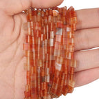 Xilitata Natural Red Agate Stone Beads, Each Approximately 5x5x2mm Square 2-Hole Spacer Bead, are Used to Make Bracelets, Earrings, Necklaces, with Each String Measuring 15-16 Inches - color: Red Agate
