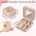 Daughter Gifts To My Daughter Sunflower Jewelry Box Valentines Mothers Day Birthday Gifts for Daughters from Mom Christmas Graduation Gift for Daughters Adult Portable Travel Jewelry Case - color: daughter2 sunshine