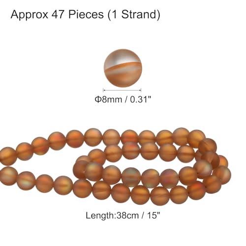 uxcell Matte Crystal Glass Beads 8mm Synthetic Frosted Shining Semi-Precious Round Loose Beads Synthetic Moonstone for Jewelry Making DIY Bracelet, Brown - color: Brown, size: 8mm