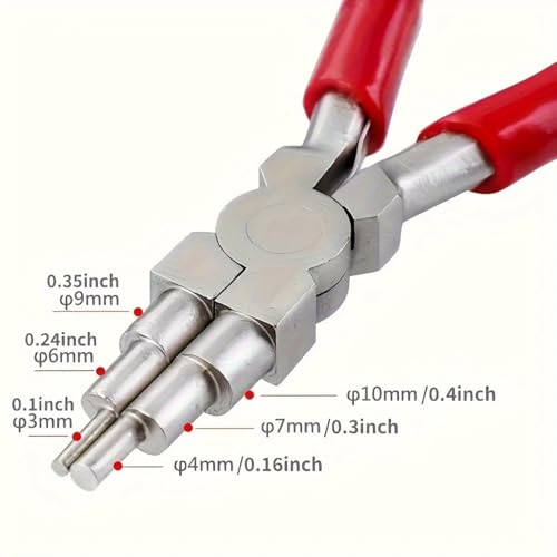Wire Looping pincers–Create 6 Sizes (Ranging 3-9mm) of Loops & Jump Rings, 5.9" long (140mm), Polished Steel Head & PVC Comfort Handle