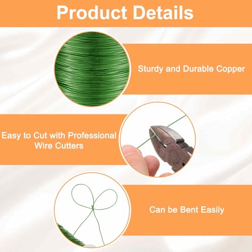 HARFINGTON Wire 328ft Length 26 Gauge Copper Craft Jewelry Wrapping Wire Tarnish Resistant Beading for Jewelry Making Supplies Crafting, Green - color: Green