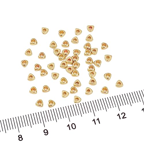 BEADIA 14K Gold Plated Triangle Spacer Beads 3x1.5mm 50pcs for Jewelry Making Findings Non Tarnish - color: 14K Gold, size: 3x1.5mm Triangle