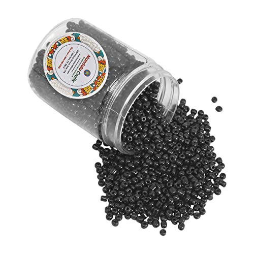 Mandala Crafts 6/0 Glass Seed Beads for Beadwork – 2500 Pcs 4mm Black Round Small Rocaille Beads for Jewelry Making, Necklace Bracelet Earring Craft Supplies - color: Black, size: Round 6/0 or 4 mm