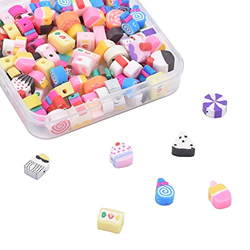 KitBeads 100pcs Polymer Clay Dessert Mixed Styles Candy Cake Lollipop Beads - Handmade Cute Sweet Food for Jewelry Making Bracelets Bulk