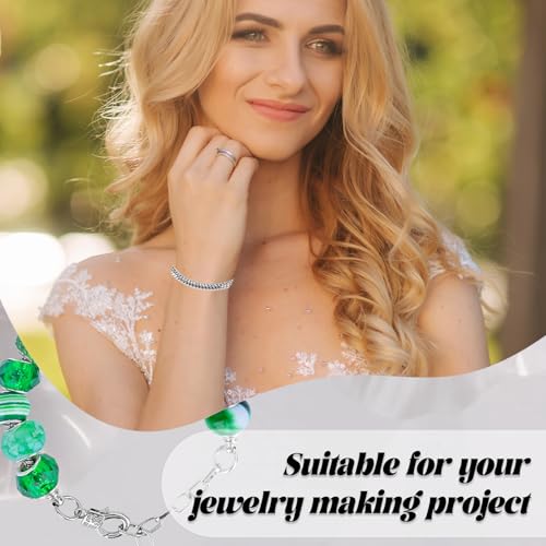 16 Pcs Snake Chain Charm Bracelet Adjustable Bangle Bracelets with Heart Lobster Clasp Extender Adjustable DIY Bracelet Chain for Women DIY Jewelry Making Supplies 7.87"(Silver) - color: silver