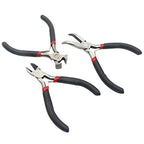 3Pcs Mini Pliers Set-5 Inch Bent Nose Pliers, 4.5 Inch End Cutting Nipper, 5 Inch Diagonal Pliers DIY Jewelry Tool Sets (Black)