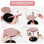 360° Rotating Sunglasses Organizer With Mirror, Metal Glasses Holder Stand, Sunglass Storage Display Eyewear Eyeglasses Rack with Tray for Desk Nightstand Dresser Table Countertop Bedroom, Rose Gold