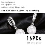 stino 16Pcs Huggie Earring Hooks for Jewelry Making, Brass Earring Hoops Clasps, Findings & Supplies(Silver Plated) - color: Silver Plated