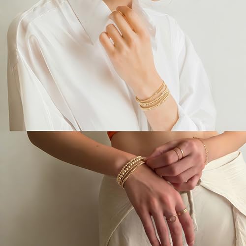 480pcs 2/2.5/3/4/5/6mm 14K Gold Filled Round Spacer Beads,Ball Seamless Spacer Beads,for DIY Jewelry Bracelet Necklace Making Findings (14K Gold) - color: 14K Gold