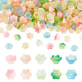 Beadthoven 200Pcs Flower Glass Bead Caps Transparent Glass Crystal Trumpet Lily Flower Beads Floral Loose Spacer Bead Charms for Bracelet Necklace Earring Jewelry Making - color: Trumpet-Colorful
