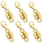 Magnetic Necklace Clasp with Lobster Clasp 18K Gold and Silver Magnetic Jewelry Clasps for Necklaces Extender Bracelet Clasps and Closures - color: 6Pcs Gold