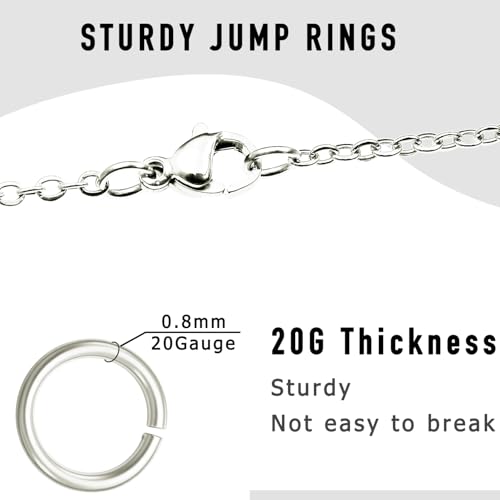 300PCs Silver Jump Rings for Jewelry Making, 4mm 5mm 6mm 7mm, Earring Bracelet Necklace Finding & Supplies (Sterling Silver Plated) - color: Silver