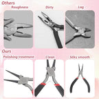 Round Nose Pliers for Jewelry Making 5 Inch Precision Jewelry Pliers Stainless Steel Chain Nose Plier Jewelry-Making-Tools for DIY Crafts Hobby Projects (Black) - color: Black