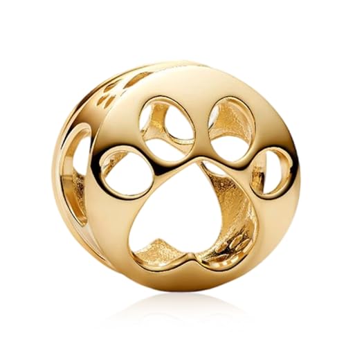 Love Family Friendship Graduation Mothers Nurses Day S925 Bead Pendant Charms for Pandora Bracelets Necklaces, Gifts Women, for Anniversary Birthday Valentines Day Christmas, Silver Gold - style: Paw Print Charm 14K Gold Plated