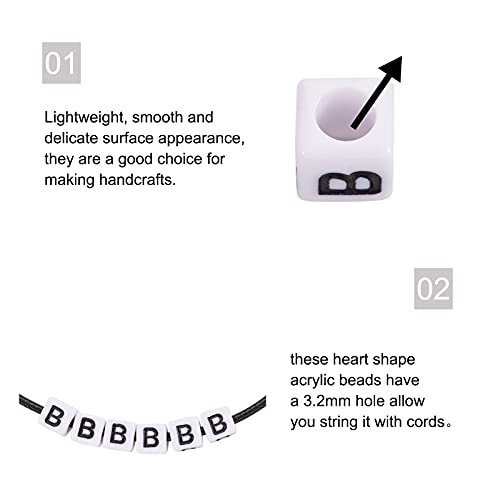 FASHEWELRY 300Pcs Cube White Acrylic Letter Beads 6x6mm Letter B Alphabet Beads for DIY Bracelet Necklace Jewelry Making - color: Letter B, size: 6x6x6mm