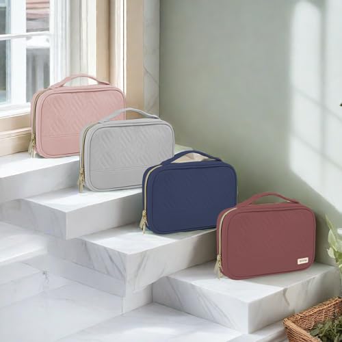 Jewelry Travel Case Organizer for Necklaces, Earrings, Rings, Bracelet, Watch, Soft Sided, Pink - color: Pink