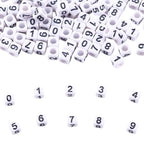 1000Pcs Square White Acrylic Number Beads Cube Number Beads 0-9 for Jewelry Making DIY Necklaces Key Chains Bracelets (6x6mm) - color: White Mixed Black Number 0-9