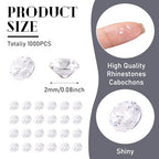 Fashewelry 1000Pcs Crystal Clear Cubic Zirconia Faceted Rhinestone Cabochons 2mm Mini Pointed Back Diamante Gems for Nail Art Craft Replacing Jewelry - color: Clear, size: 2mm-Zirconia