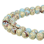 Natural Stone 6 Colors Sea Sediment Imperial Jasper Round Loose Beads for Jewelry Making (6mm, Water Blue)
