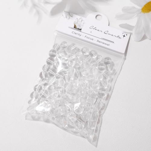 Raicegs 100pcs 8mm Clear Quartz Beads Natural Gemstone Beads Round Loose Beads for Jewelry Making DIY Bracelets Necklace - color: Clear Quartz, size: 8mm Round