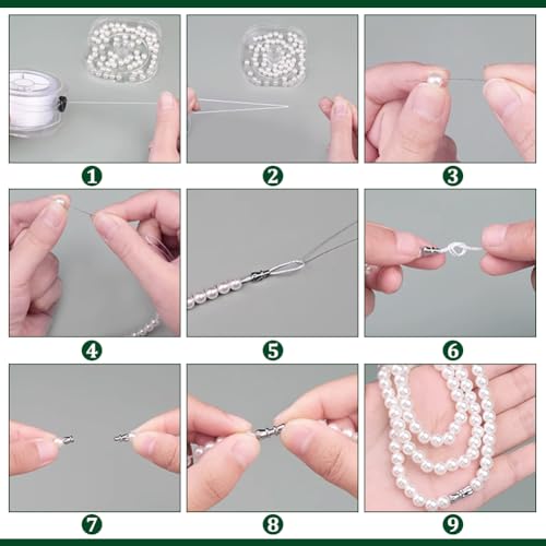 PH PandaHall 164 Yards Beading Thread 0.4mm Seed Bead Thread Bracelet Beading Thread Sewing String with Leading Wire and Buckle for Leather Stitching Beading Jewelry Bracelets Making White - size: 0.4mm, style: White