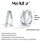 Me&Hz Gold Huggie Earrings Small Huggie Hoop Earrings for Women 14K Gold Plated Hypoallergenic Cubic Zirconia Huggies Mini Silver Hoop Earring for Women - color: Double Hoops,Silver