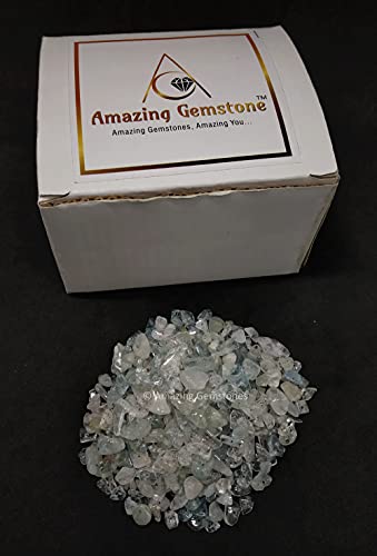 Crushed Aquamarine Pre Drilled Crystal Chips Beads for Bracelets Making, DIY Handmade Natural Healing Crystals (25 Inch Strand) - color: Aquamarine