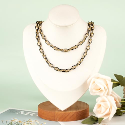 UMAOKANG 2 Yard Black Enamel Chain for Jewelry Making Gold Plated Stainless Steel Paperclip Chain Necklace DIY Jewelry Supplies - color: Black