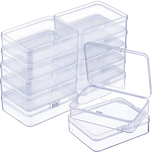 SATINIOR 12 Pack Clear Plastic Beads Storage Containers Box with Hinged Lid for Beads and More (4.45 x 3.3 x 1.18 Inch) - size: 4.45 X 3.3 X 1.18 Inch