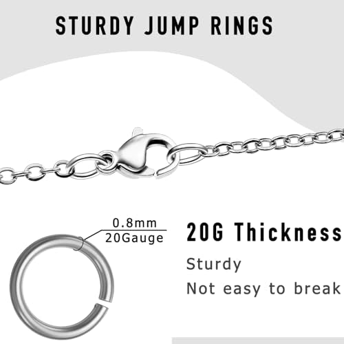 300PCs Stainless Steel Jump Rings for Jewelry Making, 4mm 5mm 6mm 7mm, Earring Bracelet Necklace Finding & Supplies (Stainless Steel) - color: White Gold