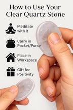 Clear Quartz Worry Stone – Natural Polished Thumb Palm Crystal for Clarity, Healing & Energy Amplification – Pocket Fidget Stone for Meditation & Focus - color: Crystals Quartz