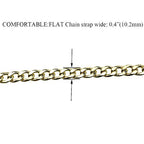 HAHIYO Purse Chain Strap Length 15.7 inches Light Gold for Shoulder Cross Body Sling Purse Handbag Clutch Replacement Strap Comfortable Flat 0.4” Wide Enough 2.4mm Extra Thick Metal Strap 1 Pack - size: Light Gold 15.7 Inches