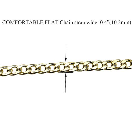 HAHIYO Purse Chain Strap 23.6 inches Light Gold for Shoulder Cross Body Sling Purse Handbag Clutch Replacement Comfortable Flat 0.4' Wide Enough 2.4mm Extra Thick Metal 1 Pack - size: Light Gold 23.6 inches