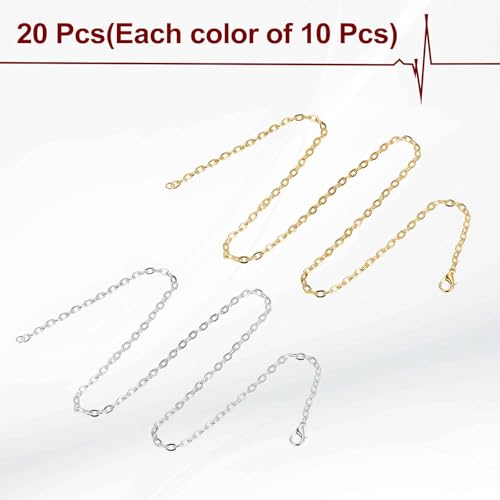 HARFINGTON 20 Pack 18 Inch Necklace Chains Bulk 3.2mm Gold and Silver Plated Cable Chains with Lobster Clasps for Jewelry Making - color: Gold and Silver, size: 18 Inch x 3.2mm