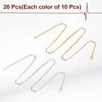 HARFINGTON 20 Pack 18 Inch Necklace Chains Bulk 3.2mm Gold and Silver Plated Cable Chains with Lobster Clasps for Jewelry Making - color: Gold and Silver, size: 18 Inch x 3.2mm
