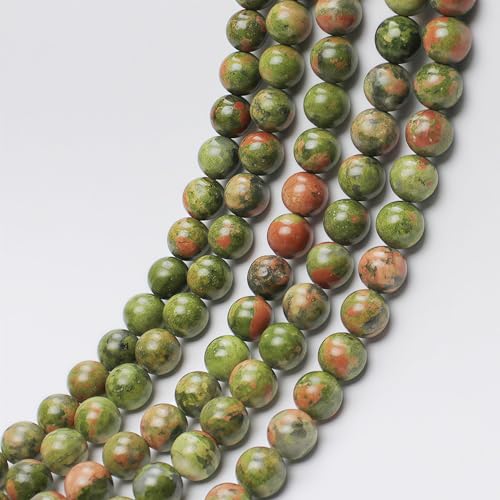 MJDCB Natural Stone Beads Unakite Round Loose Spacer Beads 15'' 4m 6m 8m 10mm 12m for Jewelry Making (12mm) - color: Unakite, size: 12mm