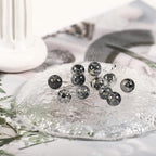 200Pcs Glass Round Beads 8mm Transparent Ink Wash Dye Sprinkled Gold Scattered Beads Handmade DIY Bead Material Bracelet Accessories (Black) - color: Black