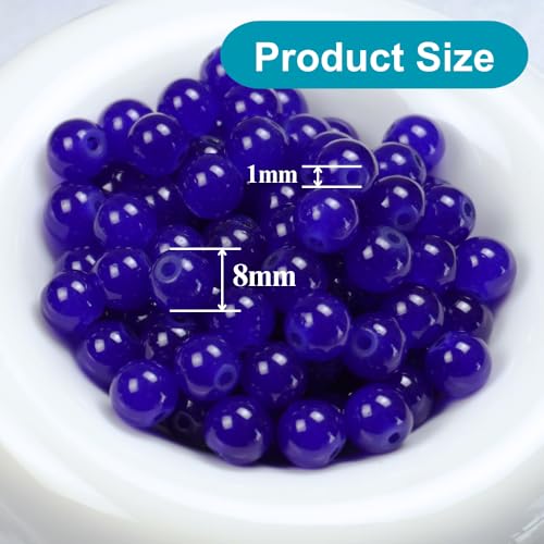 Jabrand 145pcs Glass Beads, 8mm Glass Beads for Barcelet and Jewelry Making DIY Crafts (Navy Blue) - color: Navy Blue