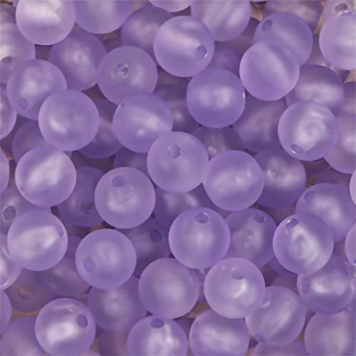 230PCs 8mm Acrylic Round Beads - Matte Purple Frosted Beads for Craft, Loose Beads for DIY Crafts & Necklace Making - color: Purple, size: 8MM