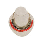 MOOCA Linen Lay Down Necklace Bust Display Jewelry Necklace Chain Jewelry Bust Display Holder Stand, Tan Linen