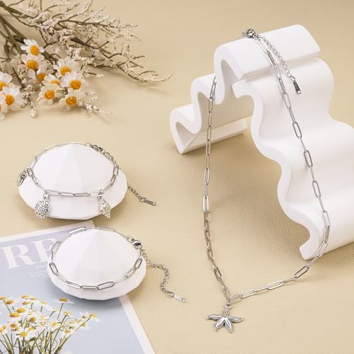 SMYHTGLIF 20 Pack Stainless Steel Bulk Necklace Bracelet Chain for Jewelry Making 4mm Paperclip Necklace Bracelet Chains for Women - color: Silver