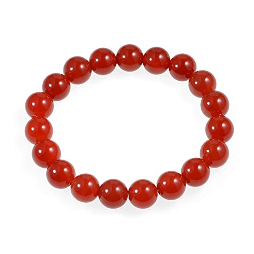 AD Beads Natural Gemstone Round Beads Stretch Bracelet Healing Reiki 10mm (Carnelian) - color: Carnelian