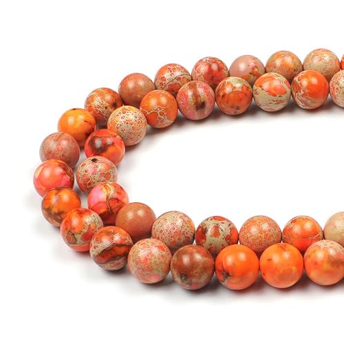 MJDCB 10mm Orange Imperial Jasper Gemstone Beads Round Loose Stone Bead for Jewelry Making Bracelets Necklaces - color: Orange Imperial Jasper, size: 10mm