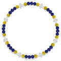Beaded Baseball Necklace | Adjustable Sports Rope Chain with Baseball Cross Charm - Great Baseball Drip Gift for Players and Fans - color: Royal-Yellow-Wht