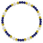 Beaded Baseball Necklace | Adjustable Sports Rope Chain with Baseball Cross Charm - Great Baseball Drip Gift for Players and Fans - color: Royal-Yellow-Wht