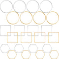 PAGOW 24 pcs Earring Beading Hoop, Hypoallergenic Hexagon Square Round Beading Hoops for Jewelry Making, Earrings Beading Hoop Bulk for DIY Crafts Accessories Supplies (Gold, Silver) - color: 24pcs,hexagon,square,round