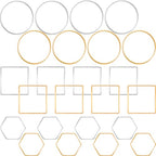 PAGOW 24 pcs Earring Beading Hoop, Hypoallergenic Hexagon Square Round Beading Hoops for Jewelry Making, Earrings Beading Hoop Bulk for DIY Crafts Accessories Supplies (Gold, Silver) - color: 24pcs,hexagon,square,round